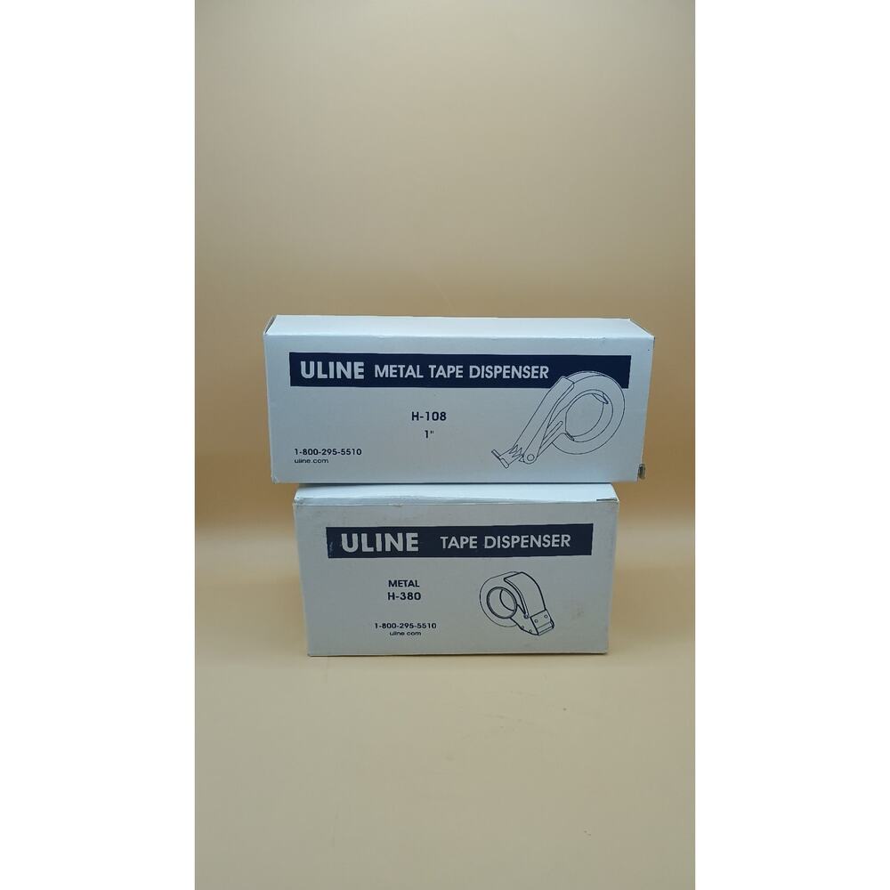 Uline Metal Tape Dispensers - Set Of 2 - H-380 & H-108 - New Open Box